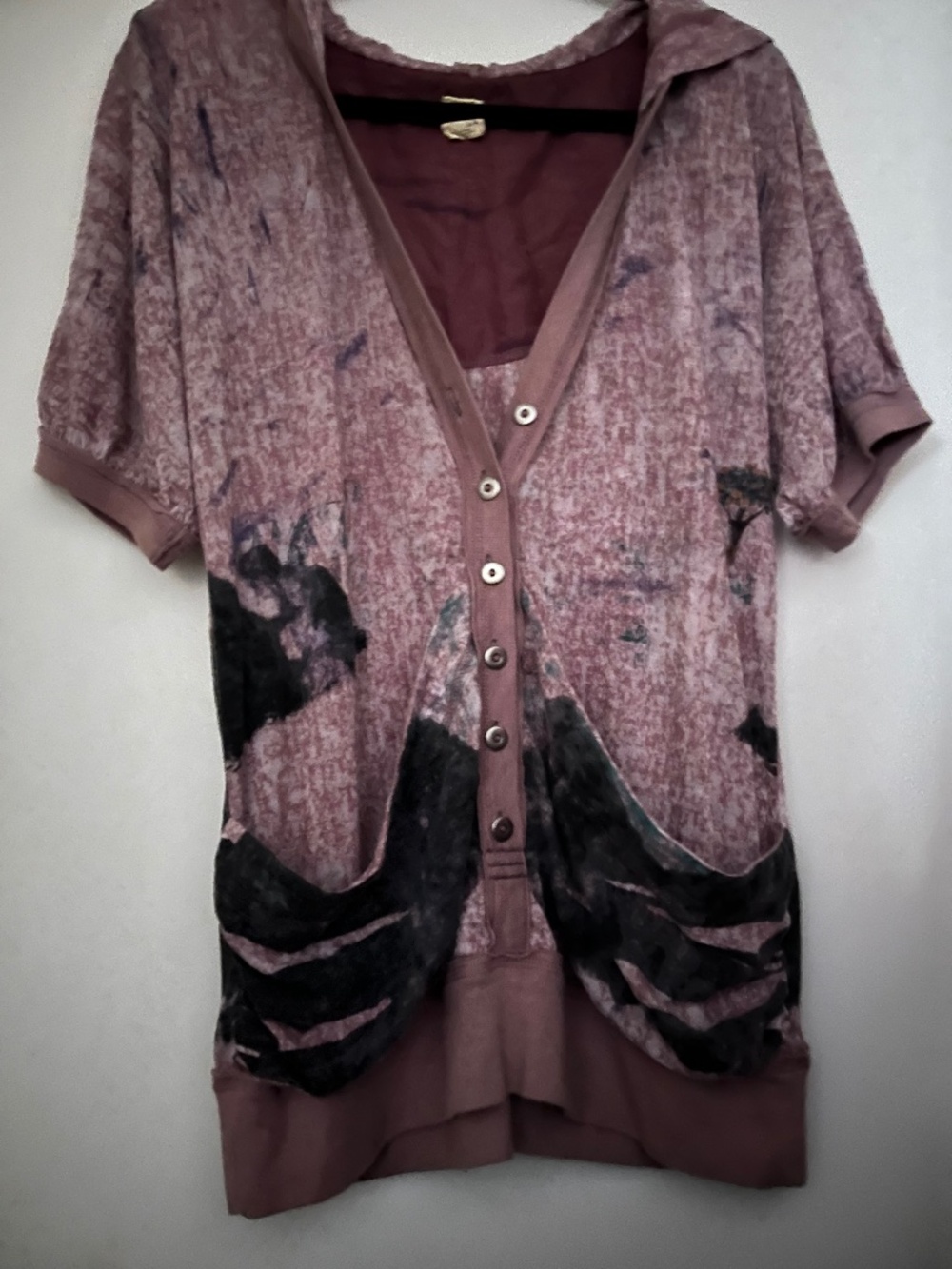 Free People hoodie top nature theme